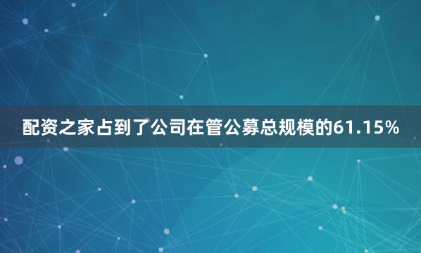 配资之家占到了公司在管公募总规模的61.15%
