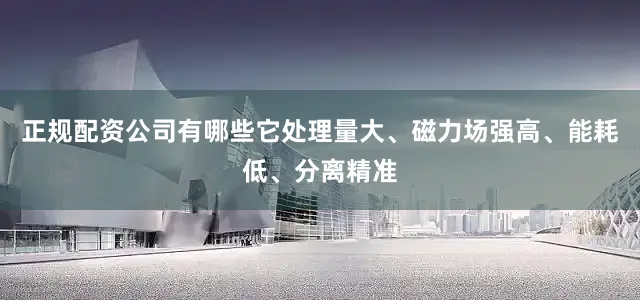 正规配资公司有哪些它处理量大、磁力场强高、能耗低、分离精准